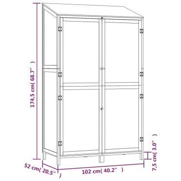 vidaXL Αποθήκη Κήπου Καφέ 102 x 52 x 174,5 εκ. από Μασίφ Ξύλο Ελάτης