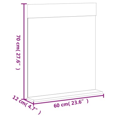 vidaXL Καθρέφτης Μπάνιου με Ράφι BERG Μαύρο 60x12x70 εκ. Μασίφ Ξύλο