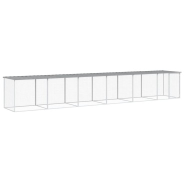 vidaXL Κοτέτσι - Κλουβί με Στέγη Αν. Γκρι 603x98x90 εκ. Γαλβαν. Ατσάλι