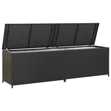 vidaXL Κουτί Αποθήκευσης Κήπου Μαύρο 200x50x60cm από Συνθετικό Ρατάν 1 τεμ.