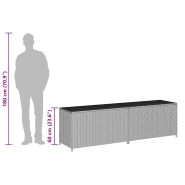 vidaXL Κουτί Αποθήκευσης Κήπου Μαύρο 200x50x60cm από Συνθετικό Ρατάν 1 τεμ.
