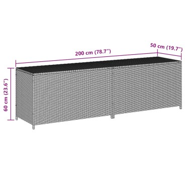 vidaXL Κουτί Αποθήκευσης Κήπου Μαύρο 200x50x60cm από Συνθετικό Ρατάν 1 τεμ.