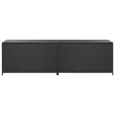 vidaXL Κουτί Αποθήκευσης Κήπου Μαύρο 200x50x60cm από Συνθετικό Ρατάν 1 τεμ.
