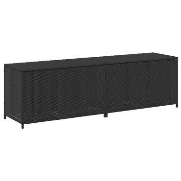 vidaXL Κουτί Αποθήκευσης Κήπου Μαύρο 200x50x60cm από Συνθετικό Ρατάν 1 τεμ.