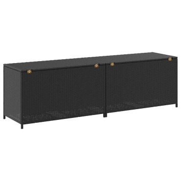 vidaXL Κουτί Αποθήκευσης Κήπου Μαύρο 200x50x60cm από Συνθετικό Ρατάν 1 τεμ.