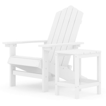 vidaXL Καρέκλα Κήπου Adirondack Λευκή από HDPE με Τραπεζάκι 38x38x46cm 1 τεμ.