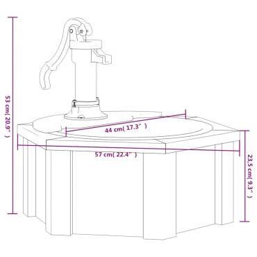 vidaXL Σιντριβάνι με Αντλία 57 x 57 x 53 εκ. από Μασίφ Ξύλο Ελάτης