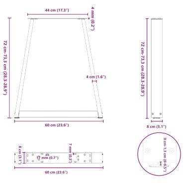 vidaXL Πόδια Τραπεζαρίας Σχήματος V 2 τεμ. Λευκά 60x(72-73,3)cm Ατσάλι