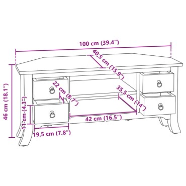 vidaXL Ντουλάπι TV Φυσικό 100x40,5x46cm Στερεό ξύλο Μαόνι 1 τεμ.