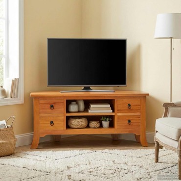 vidaXL Ντουλάπι TV Φυσικό 100x40,5x46cm Στερεό ξύλο Μαόνι 1 τεμ.