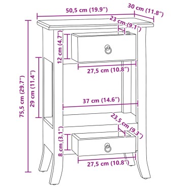 vidaXL Τραπέζι κονσόλας Φυσικό 50,5x30x75,5cm Στερεό ξύλο Μαόνι