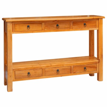 vidaXL Τραπέζι κονσόλας Φυσικό 115x32x76cm Στερεό ξύλο Μαόνι