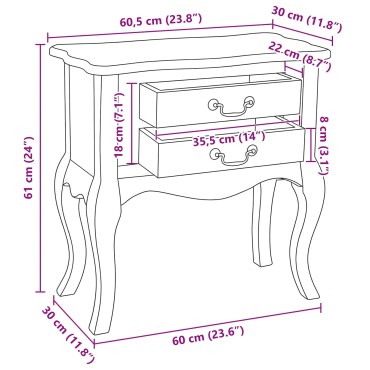 vidaXL Τραπεζάκι Πλευράς Φυσικό 60,5x30x61cm Στερεό ξύλο Μαόνι