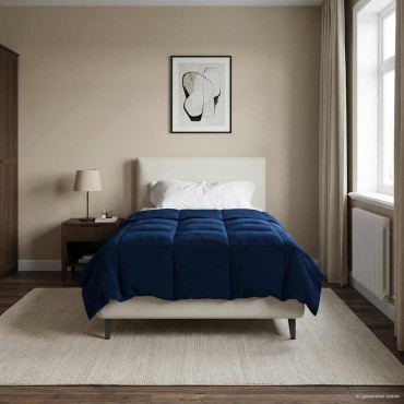 vidaXL Κουβέρτα ολόκληρου του χρόνου 140 x 200 cm 4 Εποχές Σκούρο Μπλε
