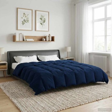 vidaXL Κουβέρτα ολόκληρου του χρόνου 200 x 200 cm 4 Εποχές Σκούρο Μπλε