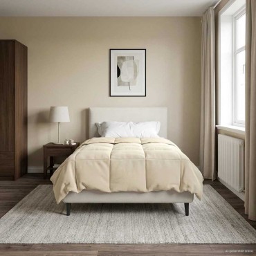 vidaXL Κουβέρτα ολόκληρου του χρόνου Κρεμ 135 x 200 cm Μικροΐνες