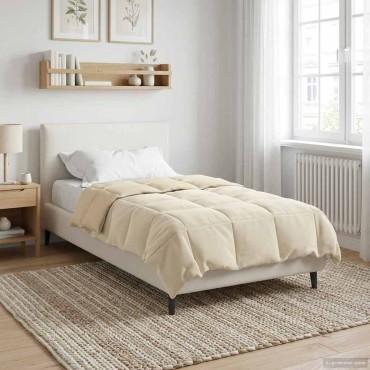 vidaXL Κουβέρτα ολόκληρου του χρόνου Κρεμ 140 x 200 cm Μικροΐνες