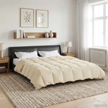 vidaXL Κουβέρτα ολόκληρου του χρόνου Κρεμ 200 x 220 cm Μικροΐνες