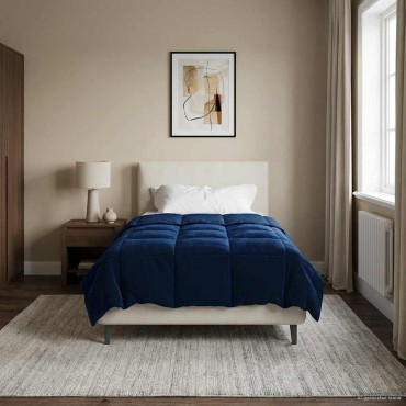 vidaXL Χειμερινό Παπλωματοθήκη 135 x 200 cm Χειμώνας Σκούρο Μπλε