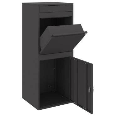 vidaXL Θυρίδα Πακέτων με αποθήκευση Μαύρο 47,5 x 38 x 59 εκ. Ατσάλι