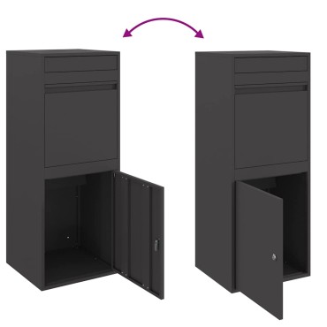 vidaXL Θυρίδα Πακέτων με αποθήκευση Μαύρο 47,5 x 38 x 59 εκ. Ατσάλι