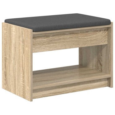 vidaXL Παγκάκι Χαλωρίου με μαξιλάρι Δρύς Sonoma 63x38x45 εκ 1 τεμ.