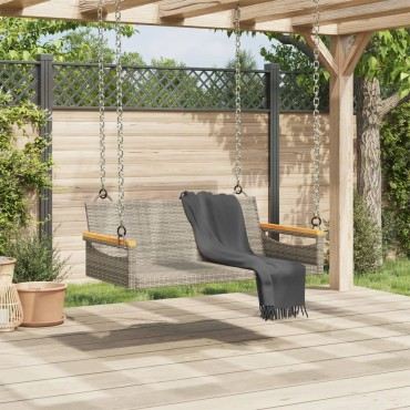 vidaXL Παγκάκι Κούνια Γκρι 109x62x40cm από Συνθετικό Ρατάν 1 τεμ.