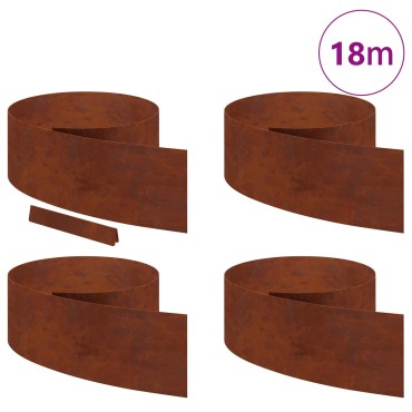 vidaXL Περίγραμμα γκαζόν 4 τμχ. 450 x 0,05 x 25 εκ Σκ rusty