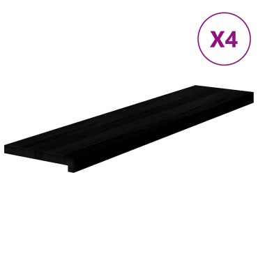 vidaXL Πατάκια Σκάλας 4 τεμ. Καφέ-Μαύρο 110x30x2 cm Ξύλο Δρυός