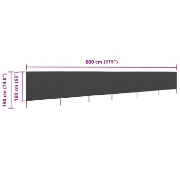 vidaXL Προστατευτικό Αέρα με 6 Πάνελ Ανθρακί 800 x 160 εκ. Υφασμάτινο