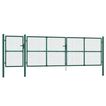 vidaXL Πόρτα Κήπου με Διχτυωτό Υλικό Πράσινο 500x125 εκ. από Γαλβανισμένο Ατσάλι