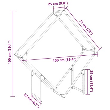 vidaXL Ράφι για καυσόξυλα Μαύρο 100x25x100 cm Ατσάλι ψυχρής έλασης