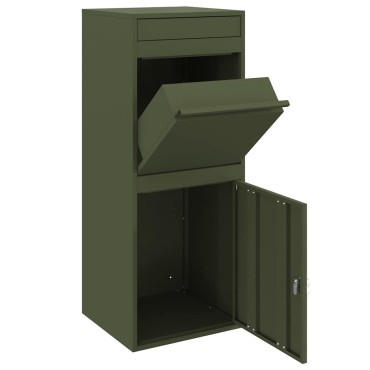 vidaXL Θυρίδα Πακέτων με αποθήκευση Λαδί 47,5 x 38 x 59 εκ. Ατσάλι