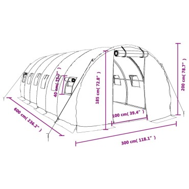 vidaXL Θερμοκήπιο Πράσινο 18 μ² 6 x 3 x 2 μ. με Ατσάλινο Πλαίσιο