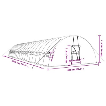 vidaXL Θερμοκήπιο με Ατσάλινο Πλαίσιο Πράσινο 120 μ² 20 x 6 x 2,85 μ.