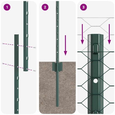 vidaXL Εξαγωνική Φράχτη με Στύλο 25x1,2 μ PVC-Επικαλυμμένο Ατσάλι