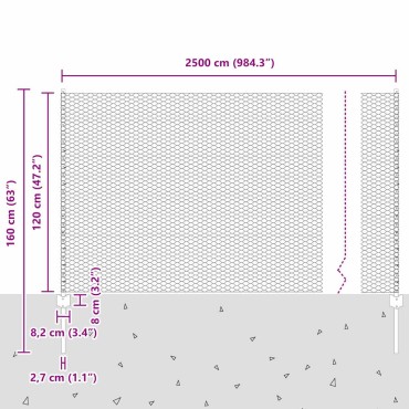 vidaXL Εξαγωνική Φράχτη με Στύλο 25x1,2 μ PVC-Επικαλυμμένο Ατσάλι