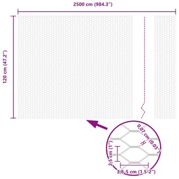vidaXL Εξαγωνική Φράχτη με Στύλο 25x1,2 μ PVC-Επικαλυμμένο Ατσάλι