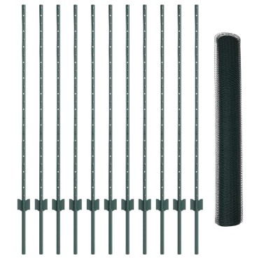 vidaXL Εξαγωνική Φράχτη με Στύλο 25x1,2 μ PVC-Επικαλυμμένο Ατσάλι