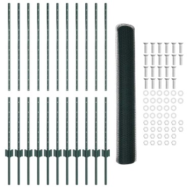 vidaXL Εξαγωνική Φράχτη με Στύλο 25x1,2 μ PVC-Επικαλυμμένο Ατσάλι