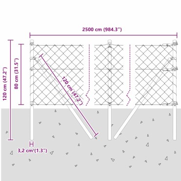 vidaXL Φράκτης από αλυσίδα για σταθερή βάση 0,8x25 m Πράσινο Δίχτυ
