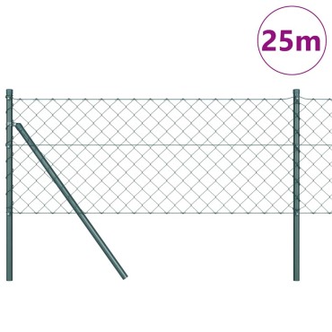 vidaXL Φράκτης από αλυσίδα για σταθερή βάση 0,8x25 m Πράσινο Δίχτυ