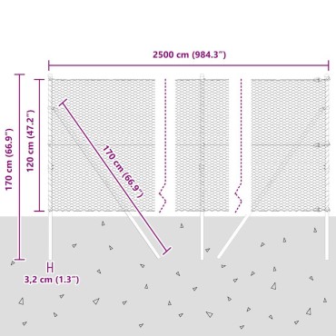 vidaXL Έξιγωνο φράχτη σταθερού εδάφους 25x1,2 μ Πράσινο Δίχτυ