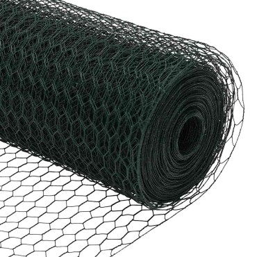 vidaXL Εξαγωνική Φράχτη με Στύλο 25x1,2 μ PVC-Επικαλυμμένο Ατσάλι