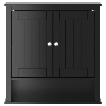 vidaXL Ντουλάπι Μπάνιου Επιτοίχιο BERG Μαύρο 69,5x27x71,5cm Μασίφ Ξύλο
