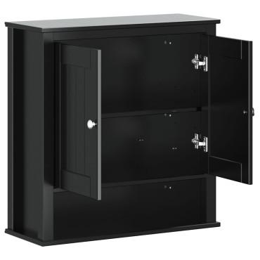 vidaXL Ντουλάπι Μπάνιου Επιτοίχιο BERG Μαύρο 69,5x27x71,5cm Μασίφ Ξύλο