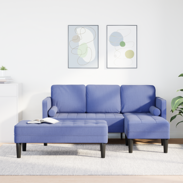 vidaXL Σετ Καναπέ 2 τεμ. Μπλε τζην Πολυεστέρας 173x131x67cm  Διθέσιος