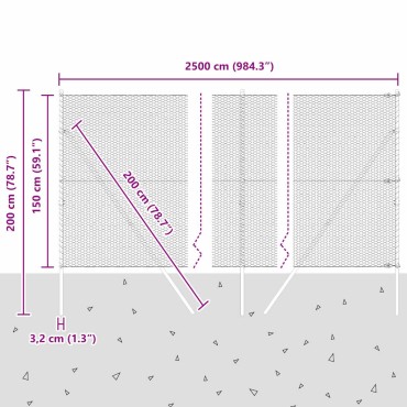 vidaXL Έξιγωνο φράχτη σταθερού εδάφους 25x1,5 m Πράσινο Δίχτυ