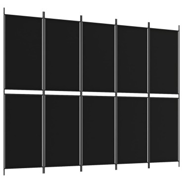 vidaXL Διαχωριστικό Δωματίου με 5 Πάνελ Μαύρο 250x200cm από Ύφασμα 1 τεμ.