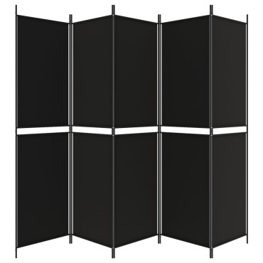 vidaXL Διαχωριστικό Δωματίου με 5 Πάνελ Μαύρο 250x200cm από Ύφασμα 1 τεμ.